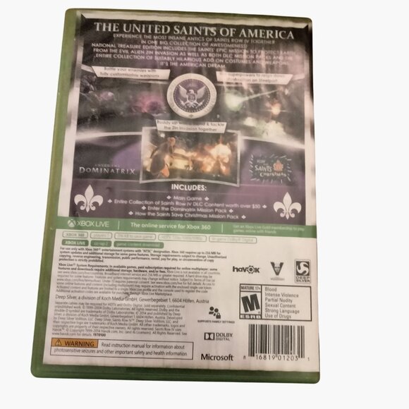 Saints Row IV National Treasure Edition Xbox 360 disc 1 manual Case - Picture 3 of 3